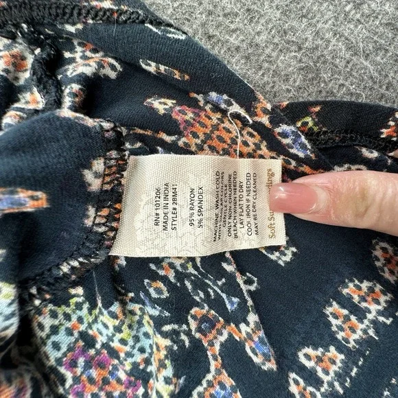 Soft Surroundings XL Black Boho Geometric Button Front Blouse Top - Picture 6 of 9